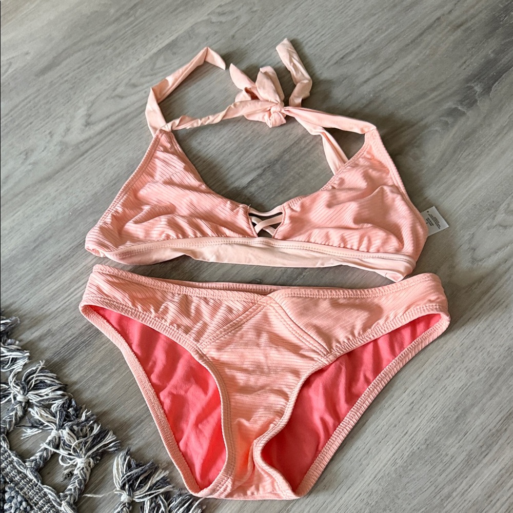 Mossimo Supply Co. Coral and Cream Bikini Set